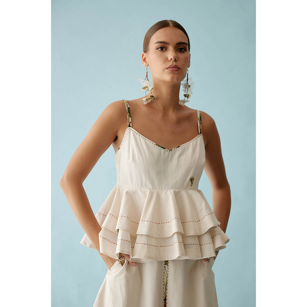 Nikasha Cream Cami Peplum Top
