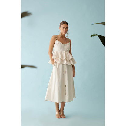 Nikasha Cream Cami Peplum Top