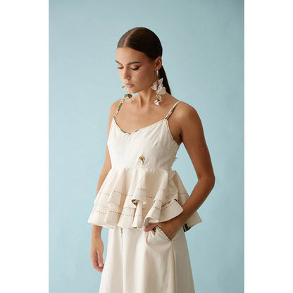 Nikasha Cream Cami Peplum Top