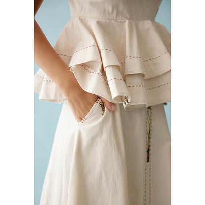Nikasha Cream Cami Peplum Top