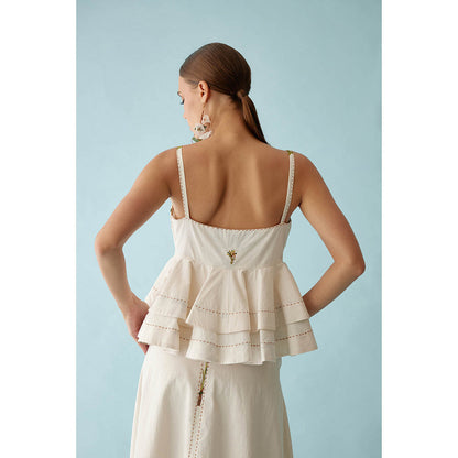 Nikasha Cream Cami Peplum Top