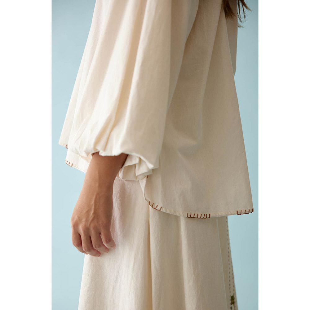 Nikasha Cream Raglan Sleeves Shirt