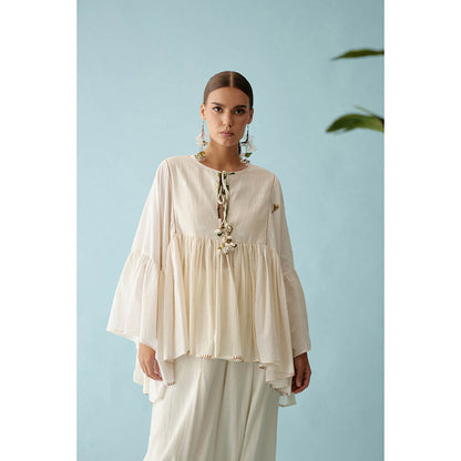 Nikasha Cream Banana Tree Applique Top