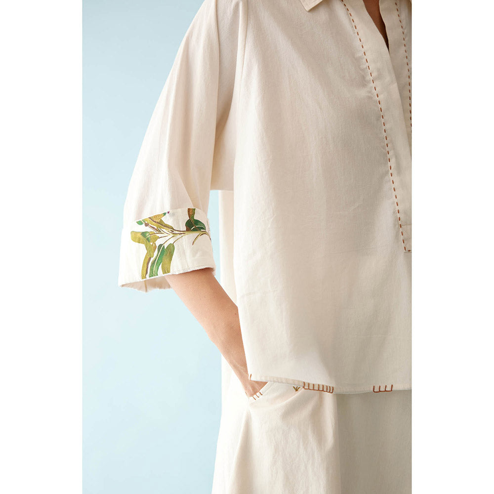 Nikasha Cream Banana Tree Applique Top