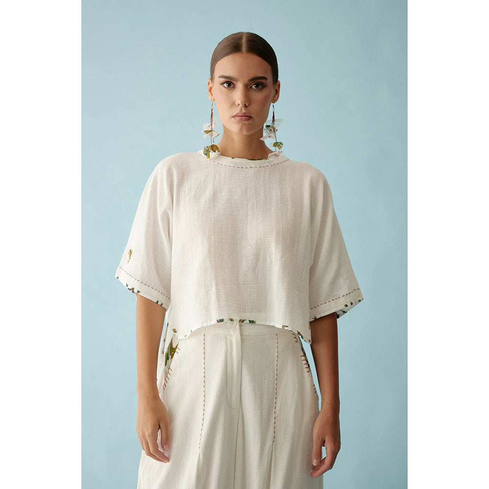 Nikasha Off-White Hi-Low Crop Top