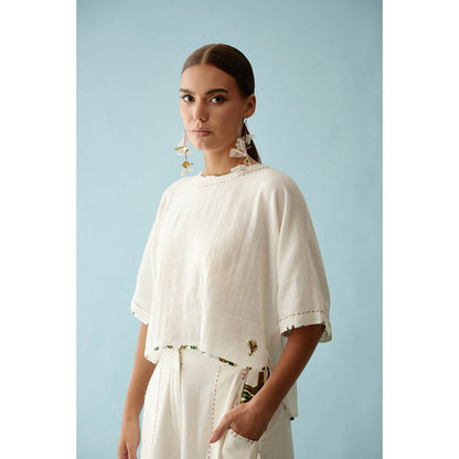 Nikasha Off-White Hi-Low Crop Top