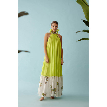 Nikasha Lime Green Halter Maxi Dress