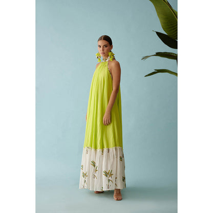 Nikasha Lime Green Halter Maxi Dress