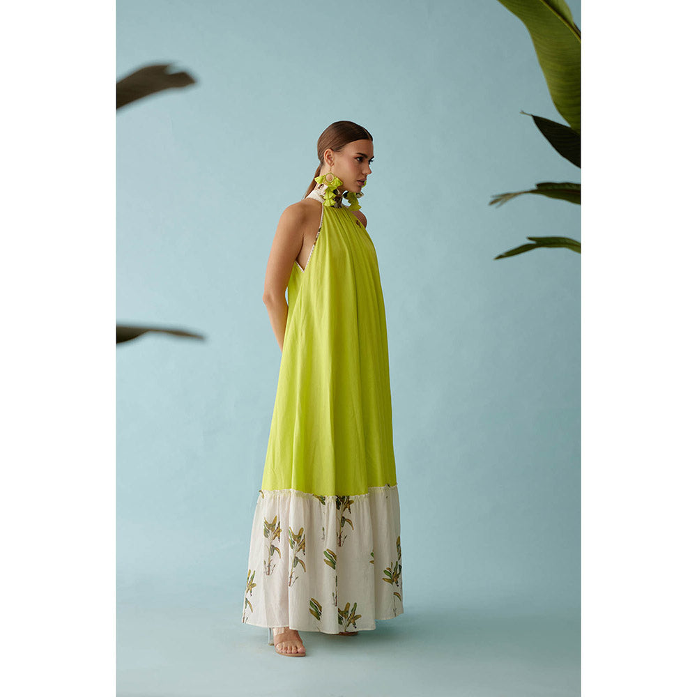 Nikasha Lime Green Halter Maxi Dress