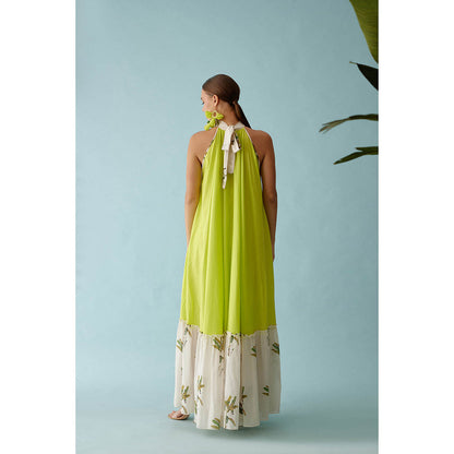 Nikasha Lime Green Halter Maxi Dress