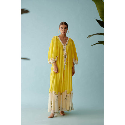 Nikasha Yellow Hand Braided Tassels Maxi Dress