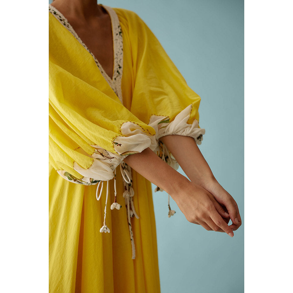 Nikasha Yellow Hand Braided Tassels Maxi Dress