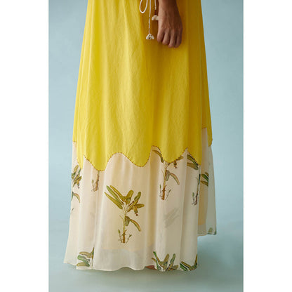 Nikasha Yellow Hand Braided Tassels Maxi Dress