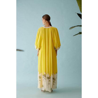 Nikasha Yellow Hand Braided Tassels Maxi Dress