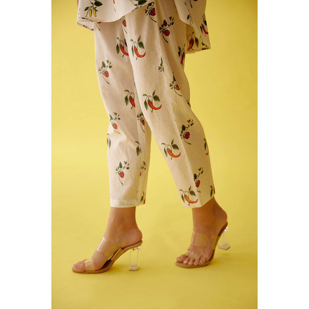 Nikasha Off-White Hand Painted Chilli Print Co-Ord (Set of 2)
