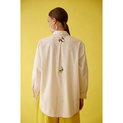 Nikasha Cream Hand Embroidered Chilli Applique Shirt