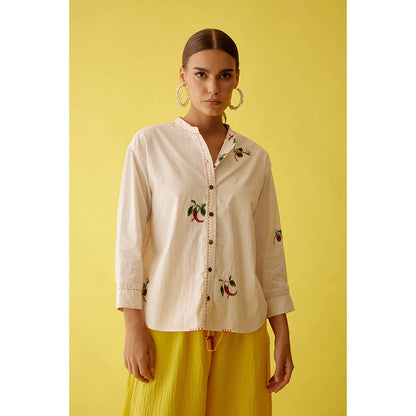 Nikasha Cream Hand Embroidered Chilli Applique Top