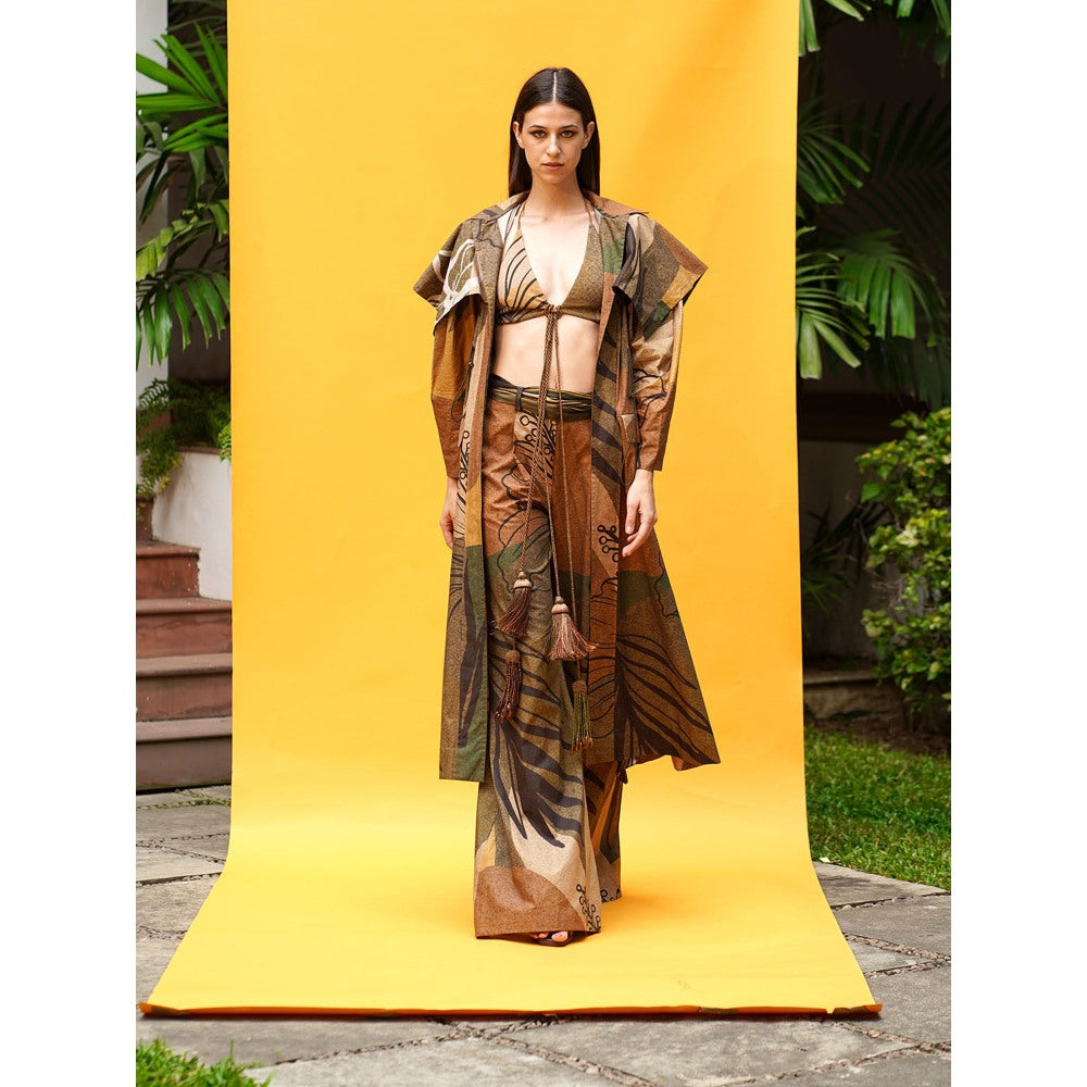Nikita Mhaisalkar Tropical Brown Broad Pant
