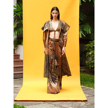 Nikita Mhaisalkar Tropical Brown Broad Pant