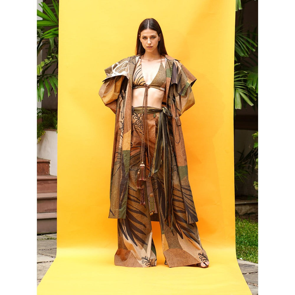 Nikita Mhaisalkar Tropical Brown Broad Pant