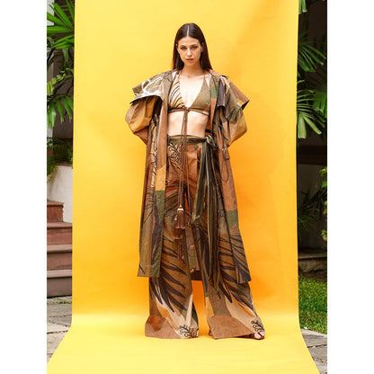 Nikita Mhaisalkar Tropical Brown Broad Pant