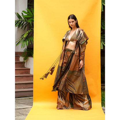 Nikita Mhaisalkar Tropical Brown Broad Pant