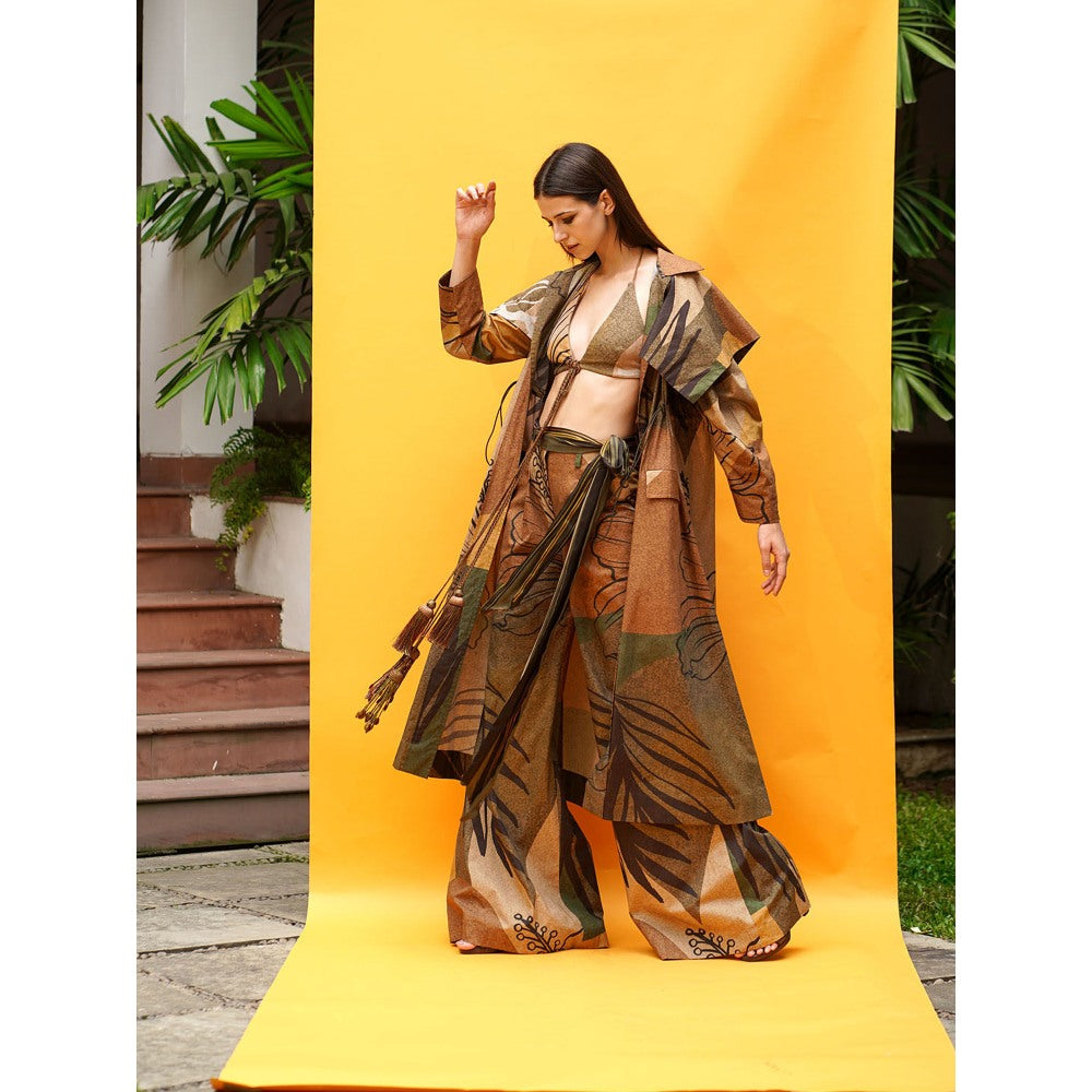 Nikita Mhaisalkar Tropical Brown Broad Pant