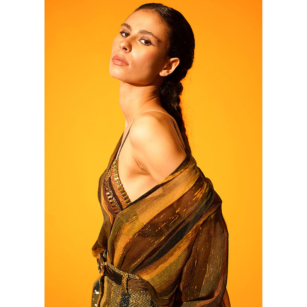 Nikita Mhaisalkar Green Stripe Print Shirt