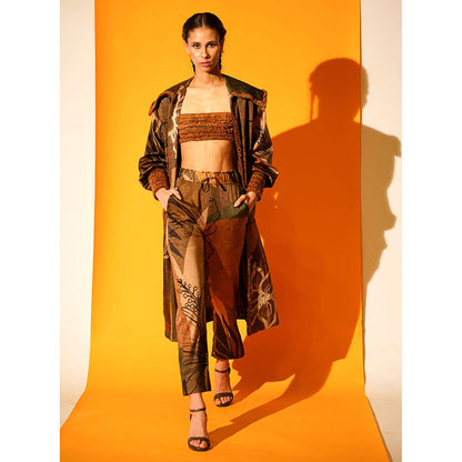 Nikita Mhaisalkar Tropical Brown Jacket Pant Co-ord (Set of 2)