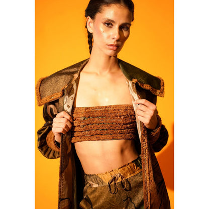 Nikita Mhaisalkar Tropical Brown Jacket Pant Co-ord (Set of 2)