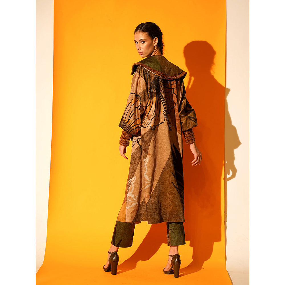 Nikita Mhaisalkar Tropical Brown Jacket Pant Co-ord (Set of 2)