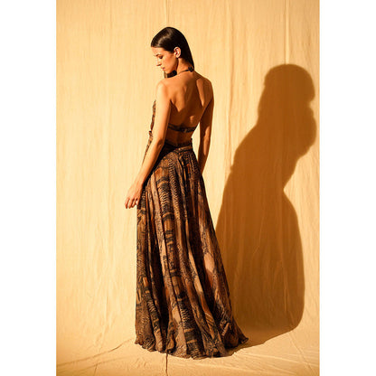 Nikita Mhaisalkar Natural Python Print Maxi with High Slit