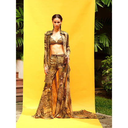 Nikita Mhaisalkar Green Python Print Pants & Jacket (Set of 2)