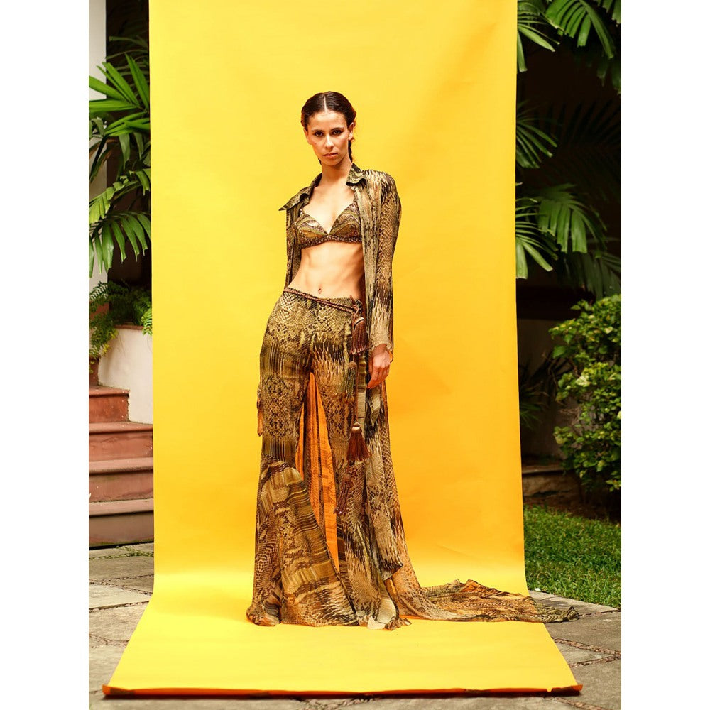 Nikita Mhaisalkar Green Python Print Pants & Jacket (Set of 2)