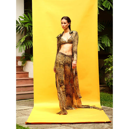 Nikita Mhaisalkar Green Python Print Pants & Jacket (Set of 2)