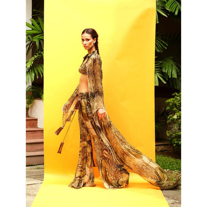 Nikita Mhaisalkar Green Python Print Pants & Jacket (Set of 2)