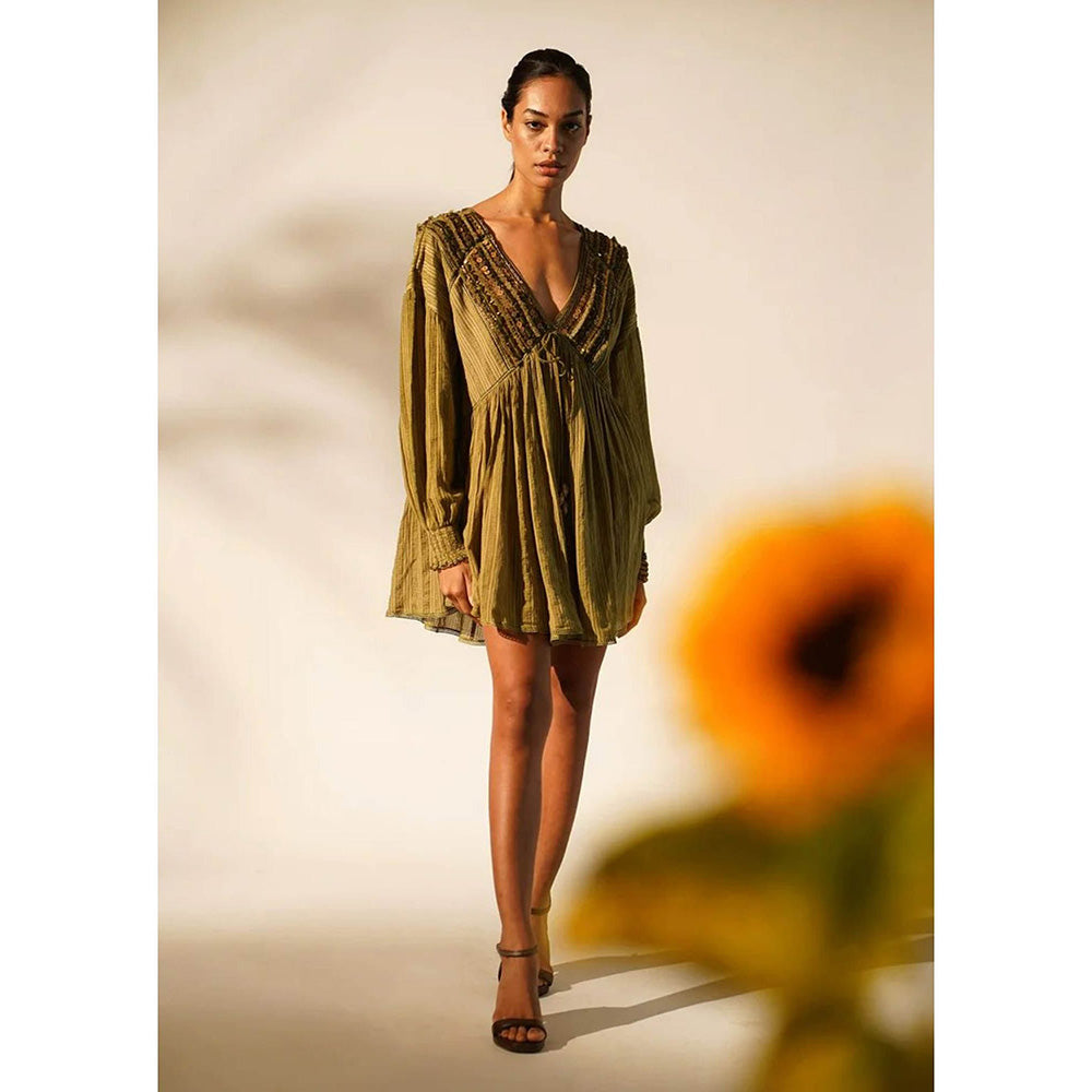Nikita Mhaisalkar Moss Green Short Dress