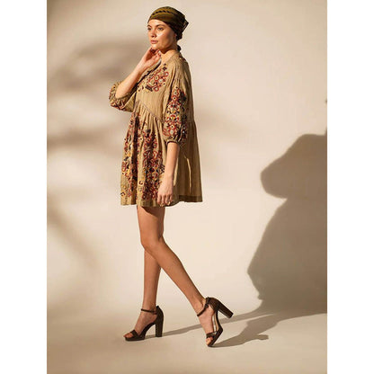 Nikita Mhaisalkar Khaki Short Dress