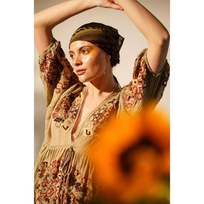 Nikita Mhaisalkar Khaki Short Dress