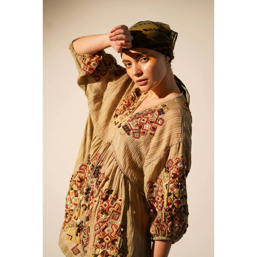 Nikita Mhaisalkar Khaki Short Dress