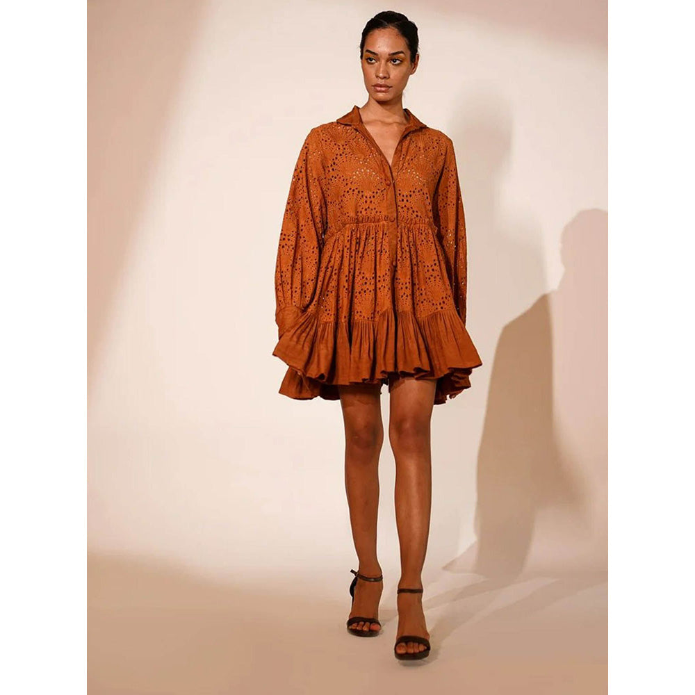Nikita Mhaisalkar Rust Short Dress