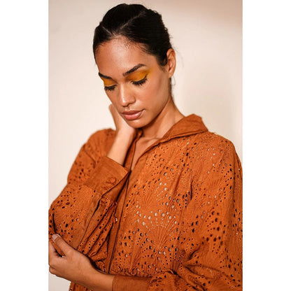 Nikita Mhaisalkar Rust Short Dress