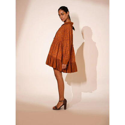 Nikita Mhaisalkar Rust Short Dress