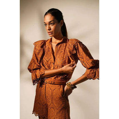 Nikita Mhaisalkar Rust Co Ord (Set of 2)