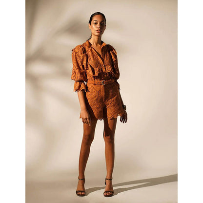 Nikita Mhaisalkar Rust Co Ord (Set of 2)