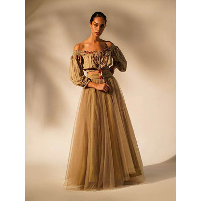 Nikita Mhaisalkar Beige Tulle Skirt