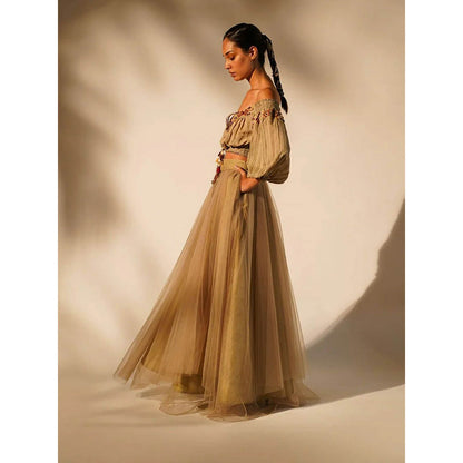 Nikita Mhaisalkar Beige Tulle Skirt