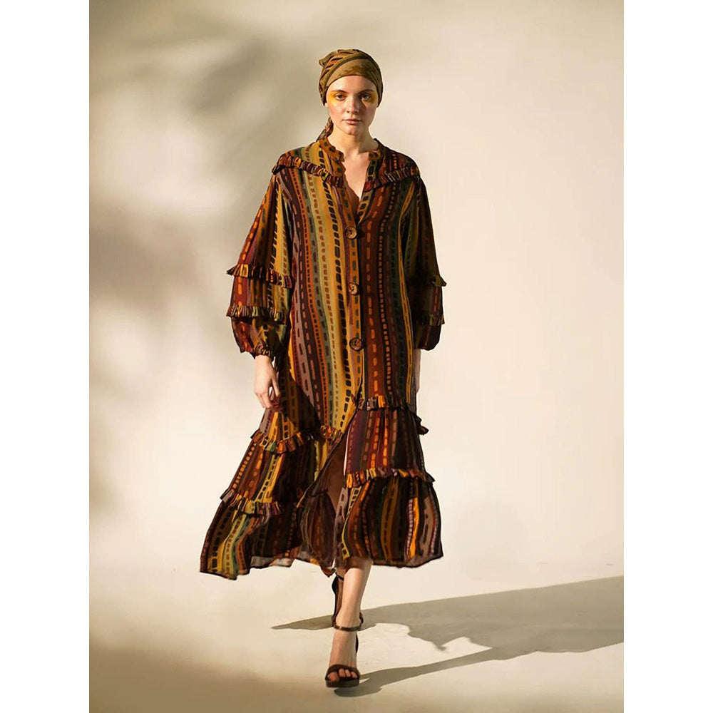 Nikita Mhaisalkar Multicolour Stripe Print Midi Dress