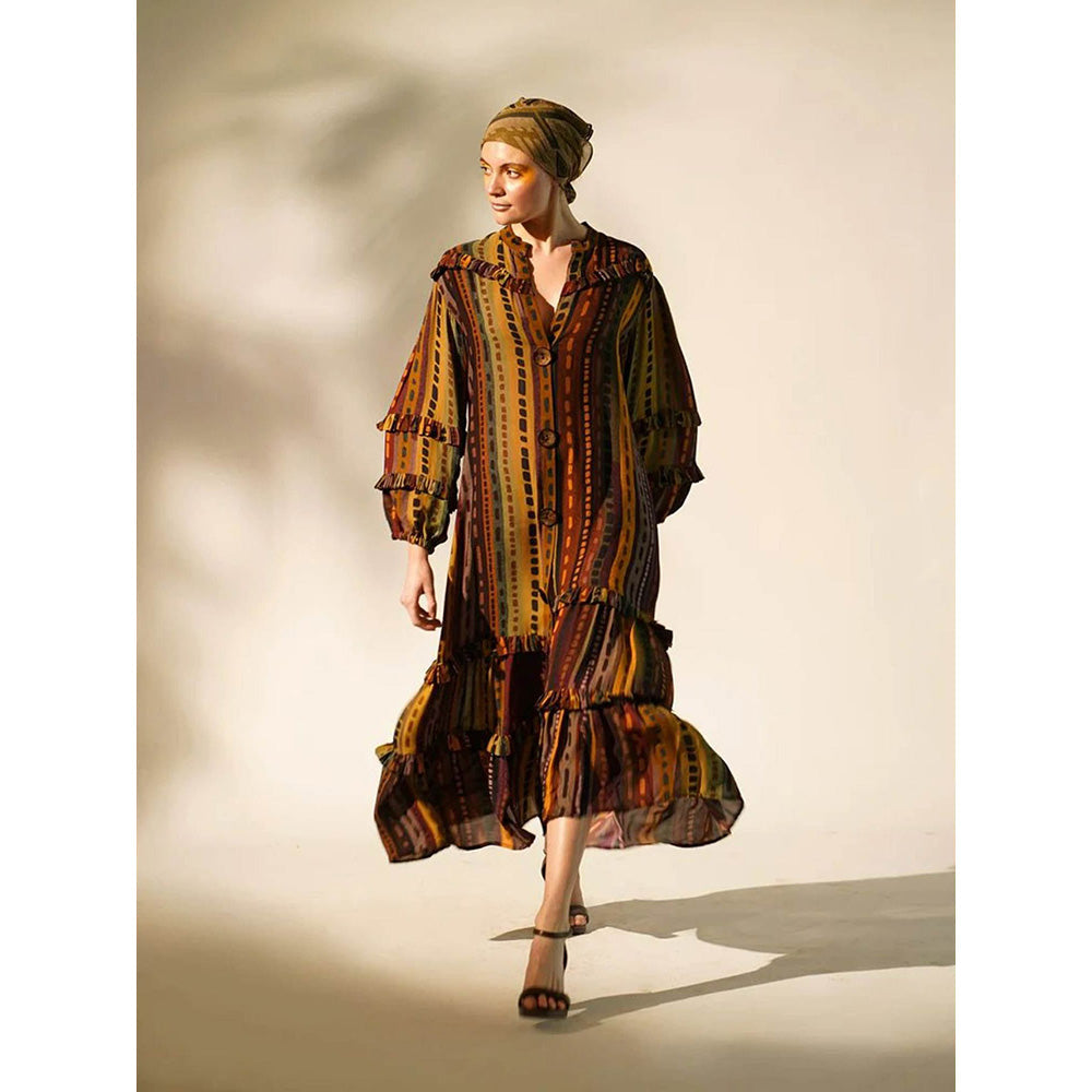 Nikita Mhaisalkar Multicolour Stripe Print Midi Dress