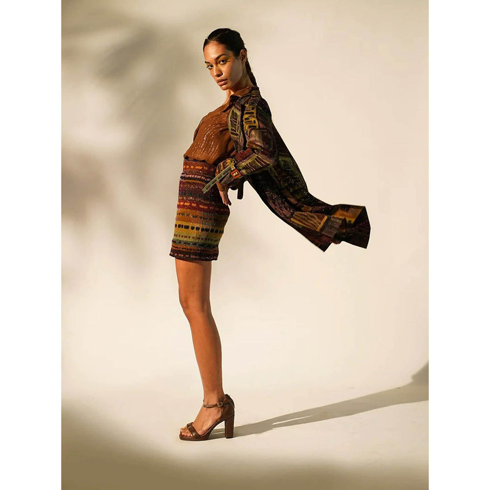 Nikita Mhaisalkar Multicolour Abstract Print Trench Coat